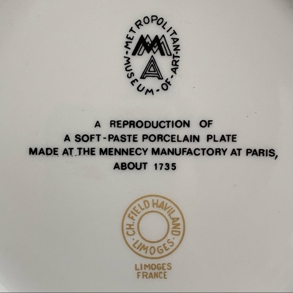 Vintage Limoges France Metropolitan Museum of Art Soft Paste Porcelain Plate - Picture 10 of 11